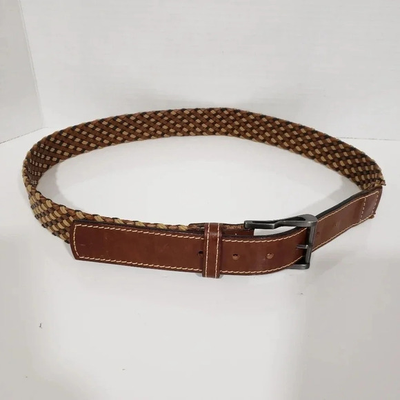 Benchcraft Brown Woven Leather Mens Belt with Metal Buckle,,size - Picture 1 of 6